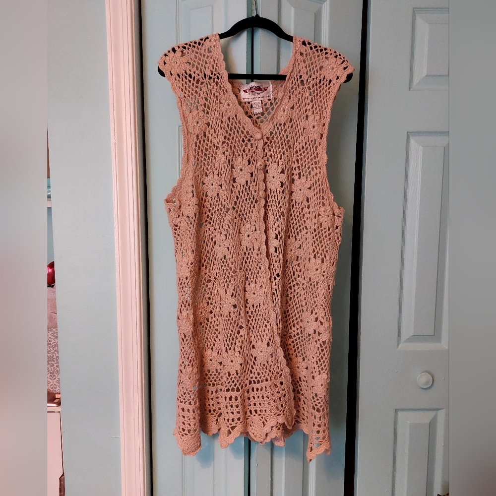 Vintage Crochet Sweater Vest Cardigan